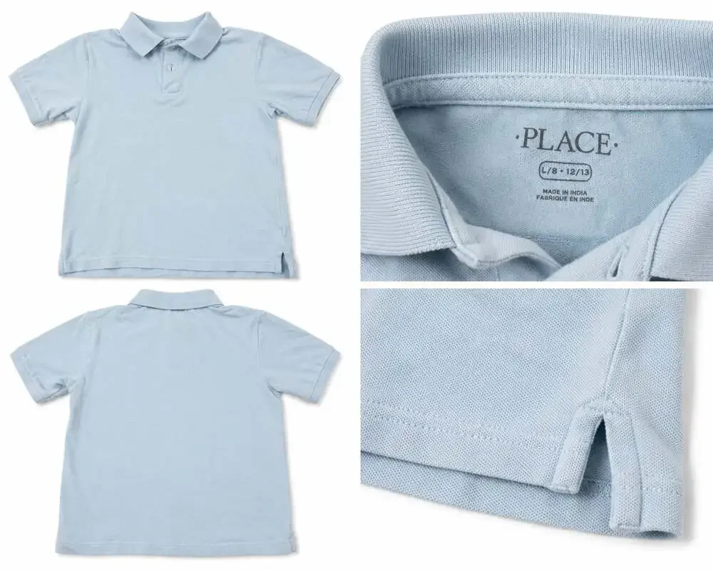 The Children's Place Boys Short Sleeve Solid Light Blue Uniform Polo Shirt